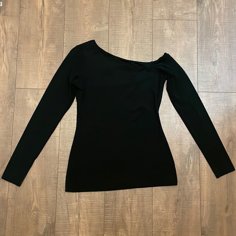 Susana Monaco Long Sleeve Asymmetrical Low Shoulder Top